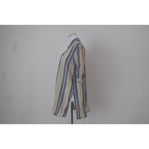 Hemp Tunic Striped Crinkle Blouse - Picture 3 of 10